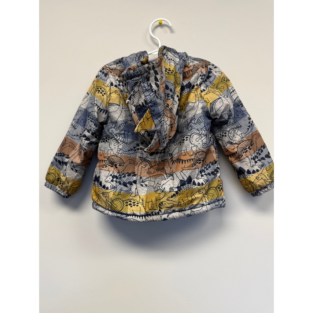 Mick Mack LTD Boys Dinosaur Print Puffer Jacket Fleece Lined Hooded Blue 2T - Picture 5 of 6